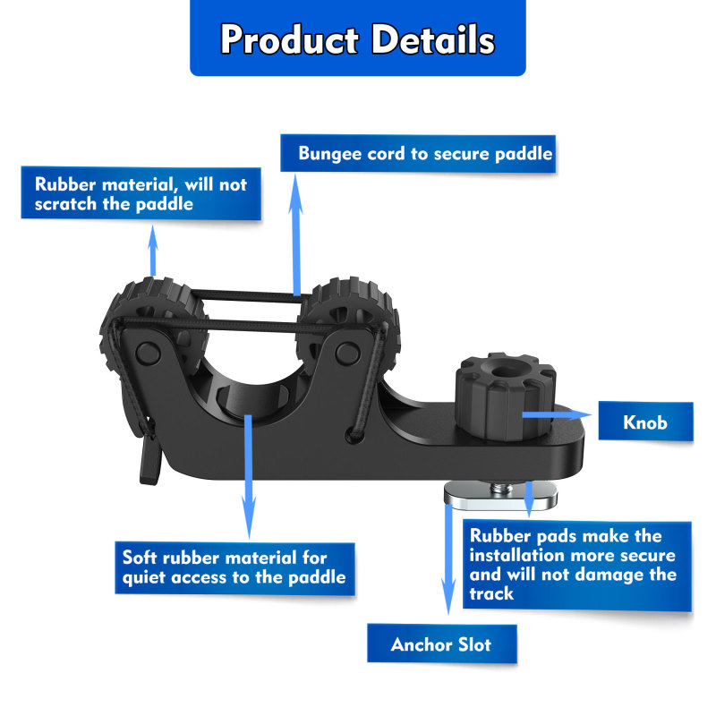 Aventik 2 PCS Kayak Paddle Holder Kayak Track Mount Accessories for Holding Standard Paddle, Kayak Oar Holder Kayak Rail Accessories for Fishing Kayak