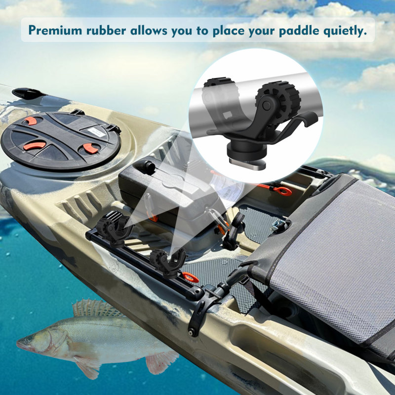 Aventik 2 PCS Kayak Paddle Holder Kayak Track Mount Accessories for Holding Standard Paddle, Kayak Oar Holder Kayak Rail Accessories for Fishing Kayak
