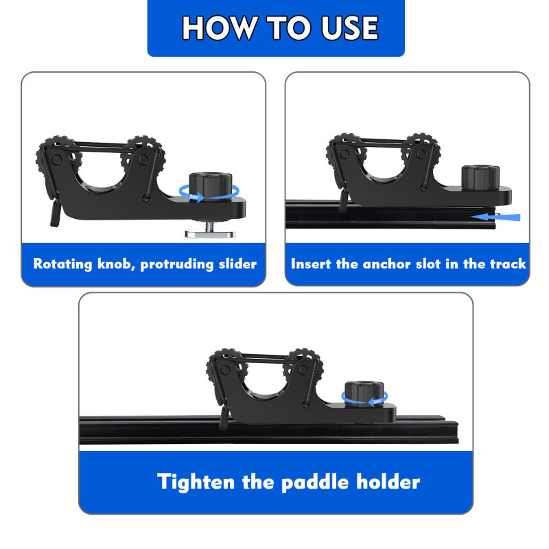 Aventik 2 PCS Kayak Paddle Holder Kayak Track Mount Accessories for Holding Standard Paddle, Kayak Oar Holder Kayak Rail Accessories for Fishing Kayak