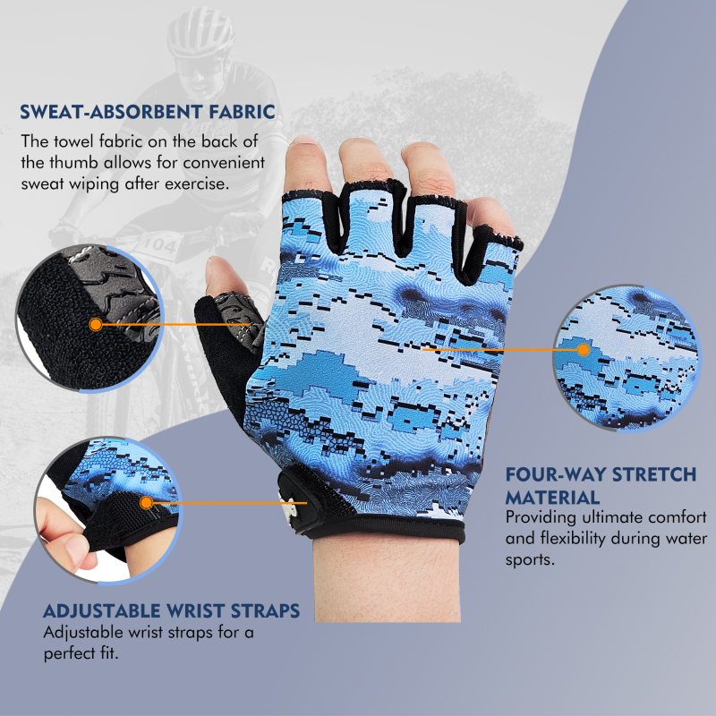 Riverruns Kayak Gloves Half Finger Padded Palm Sailing Gloves UPF50+ Fishing Gloves for Paddling, Sailing, Cycling, Driving