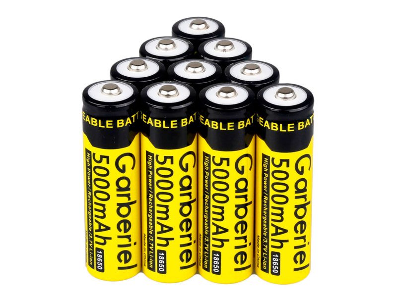 10 Pieces 5000mAh 3.7V Rechargeable 18650 Battery(Yellow)