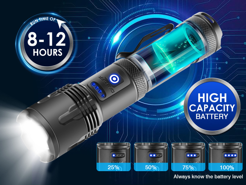 Garberiel XHP99 LED 6000 High Lumens Flashlight USB Rechargeable