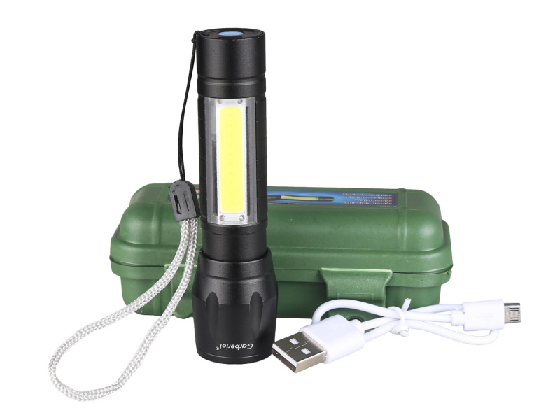 Mini USB Rechargeable Flashlight High Power Flashlight with COB Sidelight