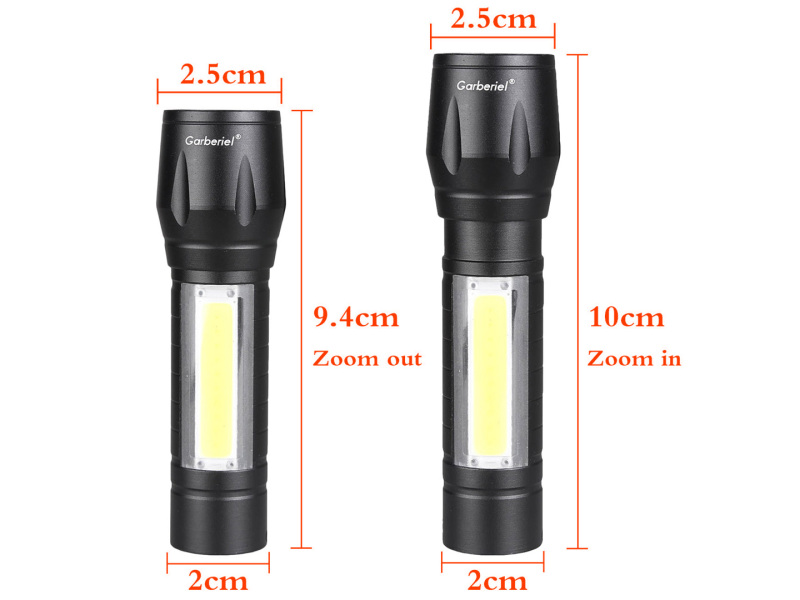 Mini USB Rechargeable Flashlight High Power Flashlight with COB Sidelight