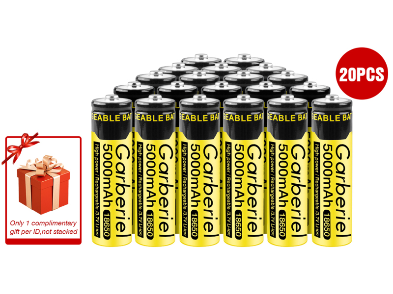 10 Pieces 5000mAh 3.7V Rechargeable 18650 Battery(Yellow)