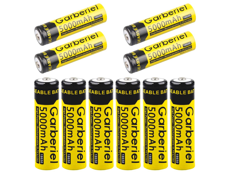 10 Pieces 5000mAh 3.7V Rechargeable 18650 Battery(Yellow)