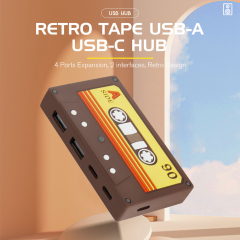 New Design Retro Tape Type C USB HUB 4 Port Laptop Docking Station Multi Ports USB Type C HUB