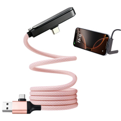 Magnetic 60W Fast Charging Cable Phone Holder USB C to USB C Fast Charge Cable Data Sync Nylon Braided for iPhone iPad Laptop 1M