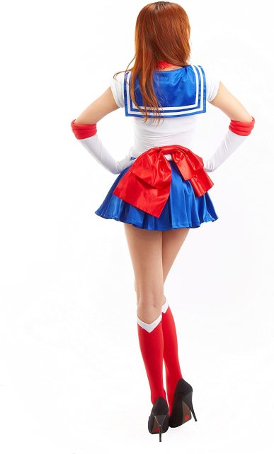 OURCOSPLAY Women's Sailor Moon Tsukino Usagi Adult Cosplay Costume 7 Pcs Set