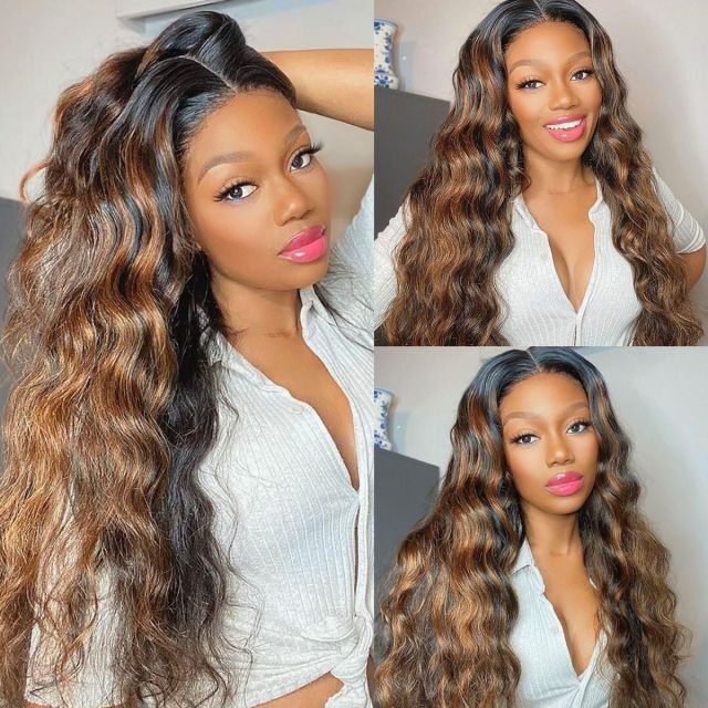 Laborhair Highlight Honey Blonde Body Wave 13x4 Lace Front Wigs Ombre Wig  #P1B/30