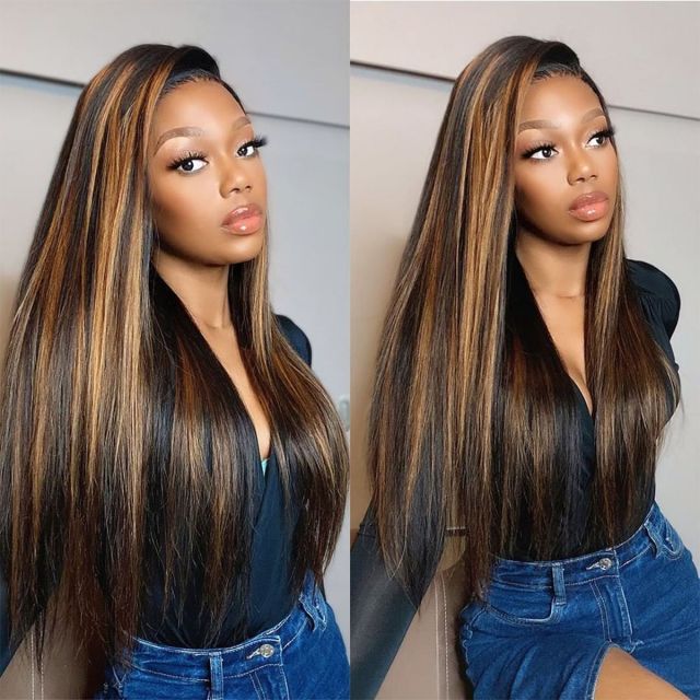 Laborhair Highlight Honey Blonde Straight Hair 13x4 Lace Front Wigs