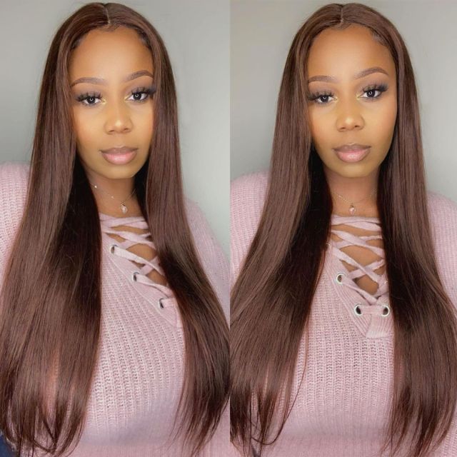 Laborhair Brown Color Straight Hair 13x4 Lace Front Wigs