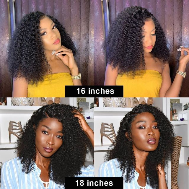 Laborhair Kinky Curly Short Wig Human Hair Side Part Lace Front Wigs 180% Density