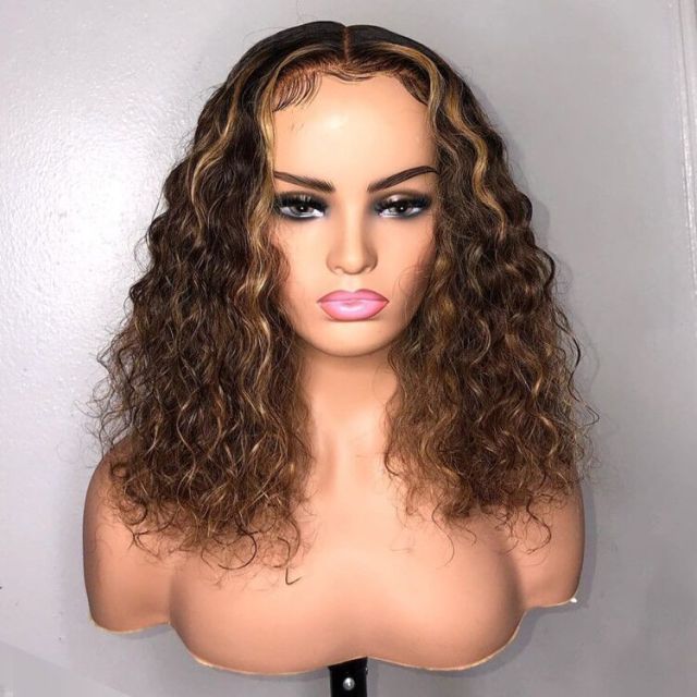 Laborhair Highlight Short Wig Water Wave 180% Density Lace Front Wig