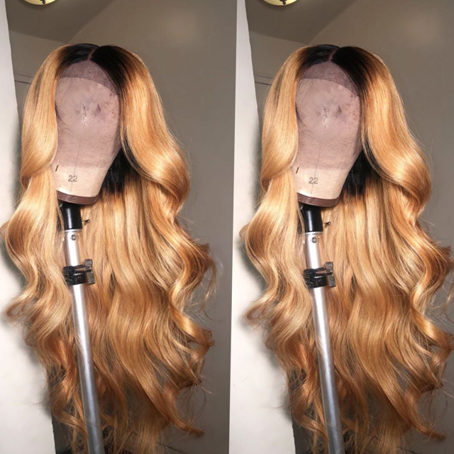 Laborhair Ombre 1B/27 Honey Blonde Color Body Wave Lace Front Wigs