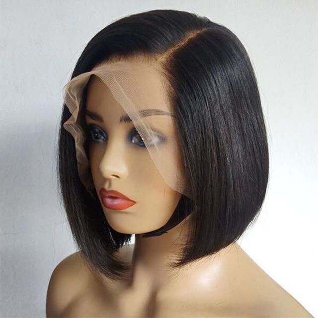 Laborhair Side Part Straight Hair Short Bob Wig Lace Front Wigs 150% Density