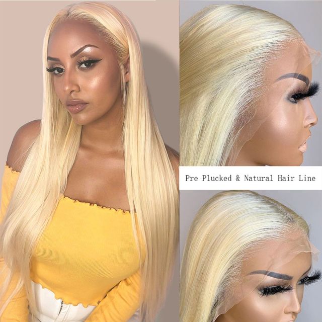 Laborhair 613 Blonde Straight Human Hair Lace Front Wigs 180 Density