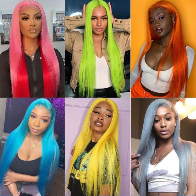 Laborhair Colorful Straight Hair 13x4 Lace Front Wigs High 180% Density