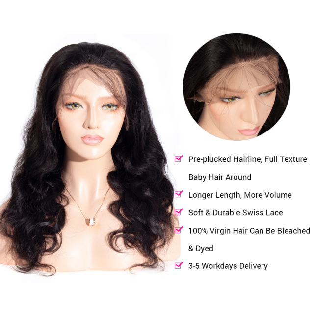 Laborhair 13x6 Lace Front Wig Body Wave Virgin Human Hair Wigs 180% Density