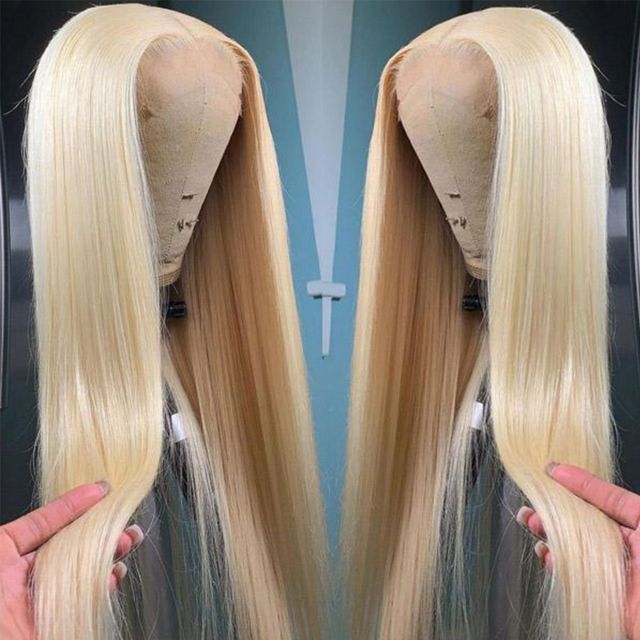 Laborhair 613 Blonde Straight Human Hair Lace Front Wigs 180 Density