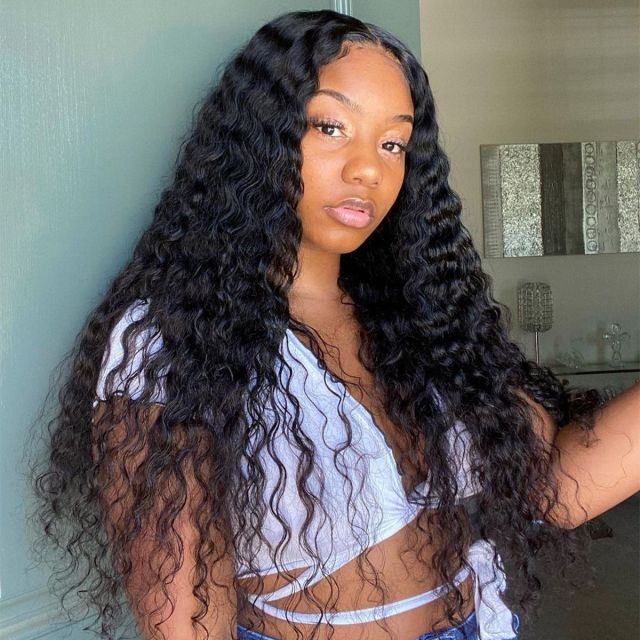 Laborhair 13x6 Lace Front Wig Deep Wave Curly Virgin Human Hair Wigs 180% Density