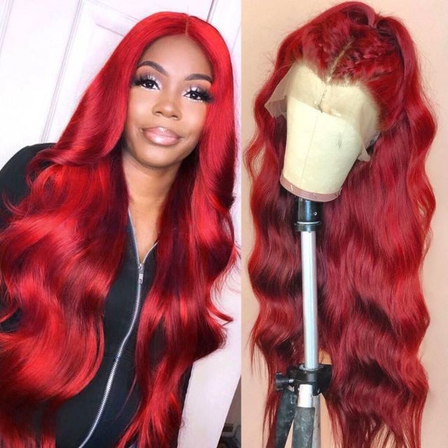 Laborhair Red Lace Front Wig Body Wave Virgin Human Hair Wigs