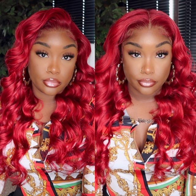 Laborhair Red Lace Front Wig Body Wave Virgin Human Hair Wigs
