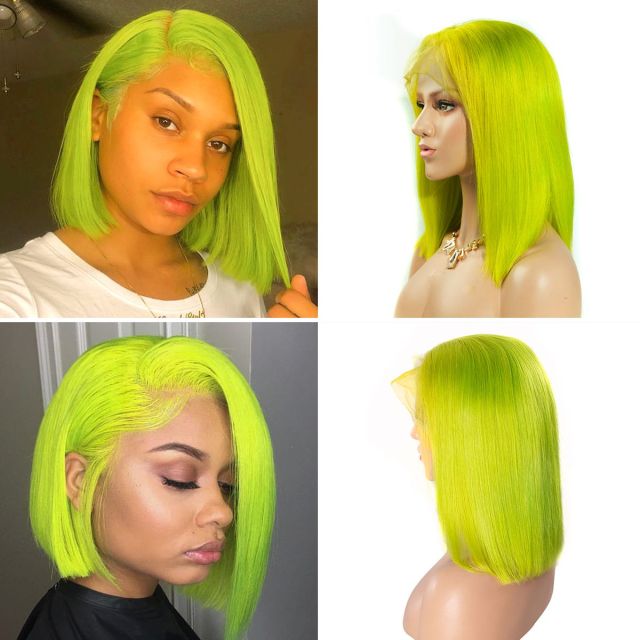 Laborhair Colorful 13x6 Lace Front Short Bob Wigs Straight Hair 150% LHW-033
