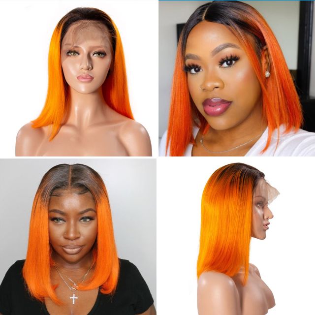 Laborhair Colorful 13x6 Lace Front Short Bob Wigs Straight Hair