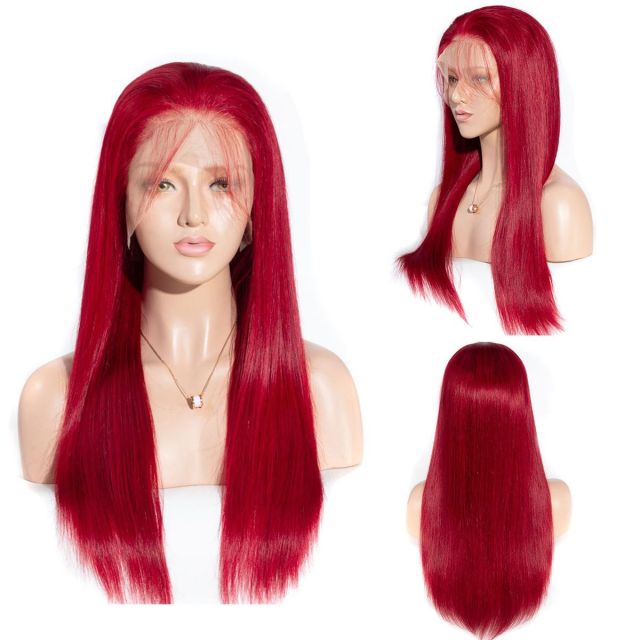 Laborhair Red Lace Front Wig Straight Virgin Human Hair Wigs