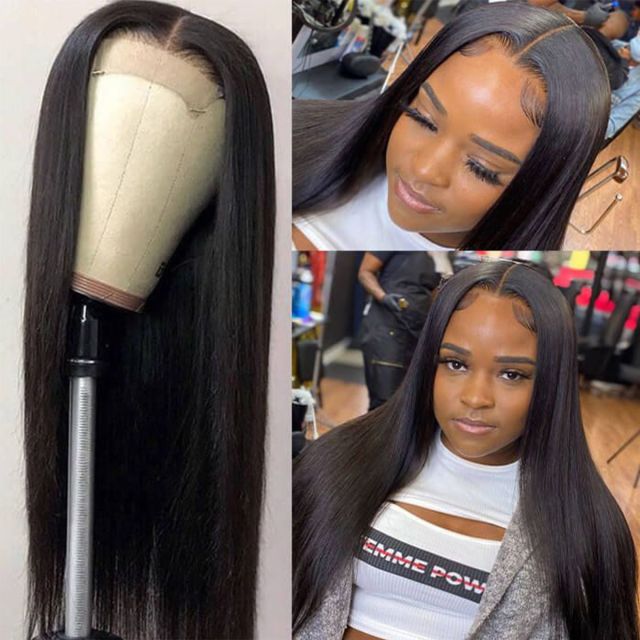 Laborhair Lace Closure Wig Pre Plucked Remy Brazilian Straight Hair 6x6 Wigs 180% Density