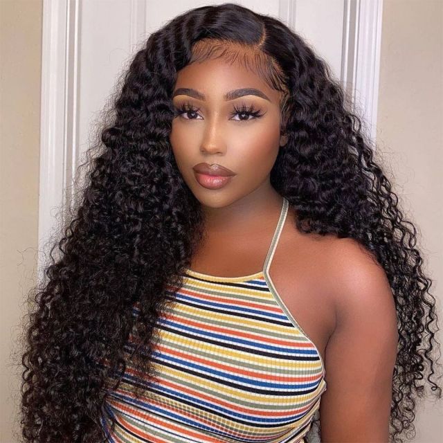 Laborhair Pre Plucked Curly Wave Human Hair 360 Lace Frontal Wigs 180% Density