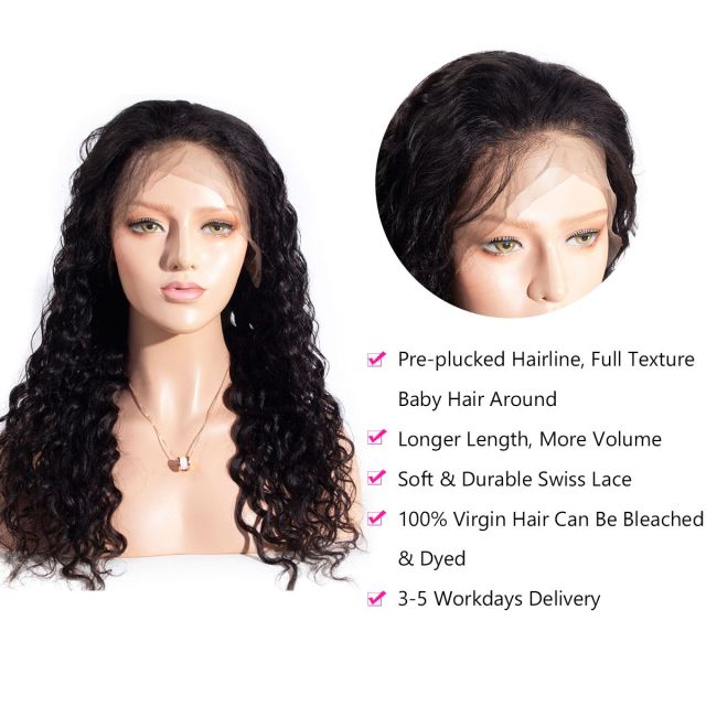 Laborhair Water Wave Human Hair Wigs With Baby Hair 360 Lace Frontal Wigs 180% Density