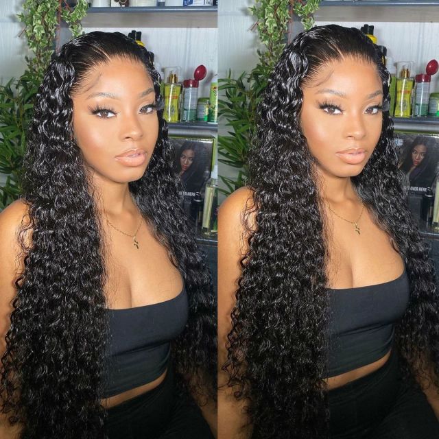 Laborhair Water Wave Human Hair Wigs With Baby Hair 360 Lace Frontal Wigs 180% Density