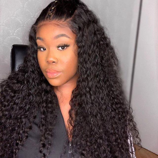 Laborhair Pre Plucked Curly Wave Human Hair 360 Lace Frontal Wigs 180% Density