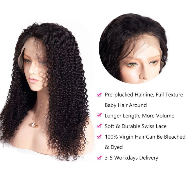 Laborhair 6x6 Pre Plucked Curly Weave Lace Front Wigs Virgin Human Hair Lace Closure Wigs for Full Head 180% Density