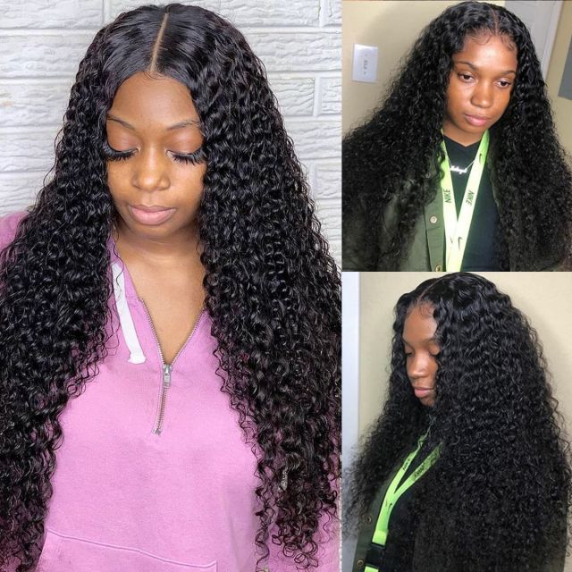 Laborhair 6x6 Pre Plucked Curly Weave Lace Front Wigs Virgin Human Hair Lace Closure Wigs for Full Head 180% Density