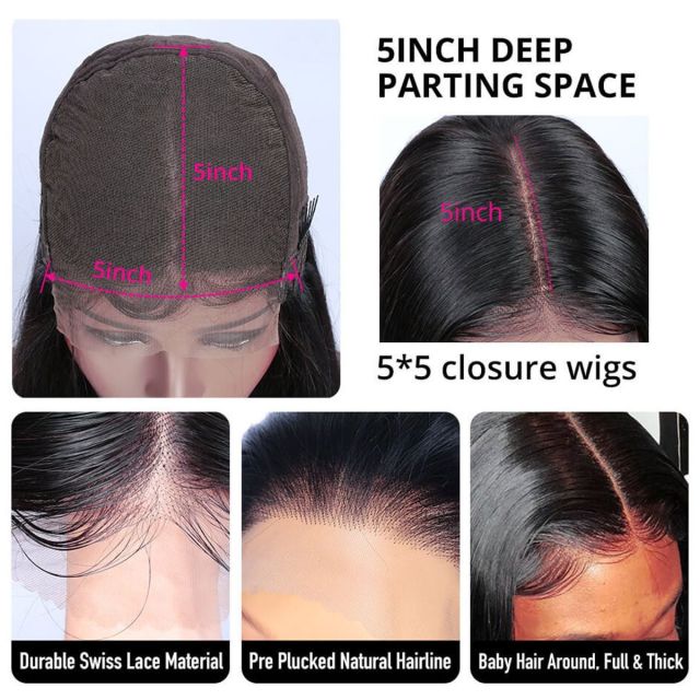 Laborhair Deep Wave 5x5 Lace Closure Wigs