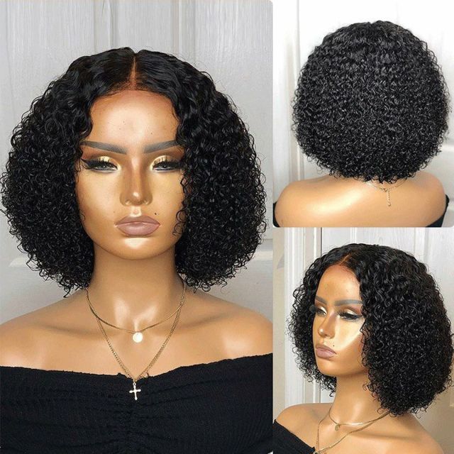 Laborhair Kinky Curly 4x4 Lace Closure Short Wigs 180% Density