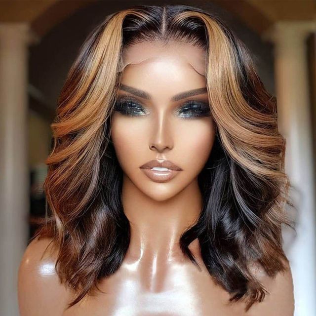 Laborhair Highlight Shoulder Length Wig Body Wave 13x4 5x5 Lace Front Wig 180% Density Ombre Hair #P4/27