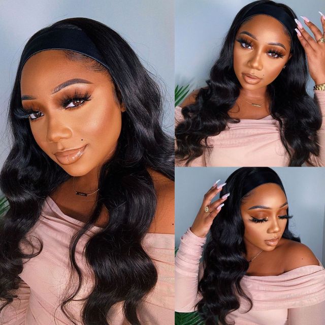 Laborhair New Wig with Headband Body Wave Human Hair Wigs 150% No Gel No Glue Silk Scarf Headband Wigs Glueless lace wig