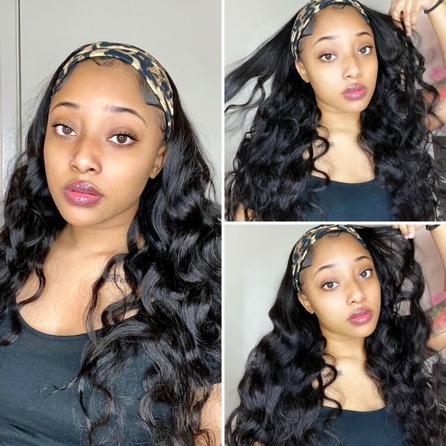 Laborhair New Wig with Headband Body Wave Human Hair Wigs 150% No Gel No Glue Silk Scarf Headband Wigs Glueless lace wig