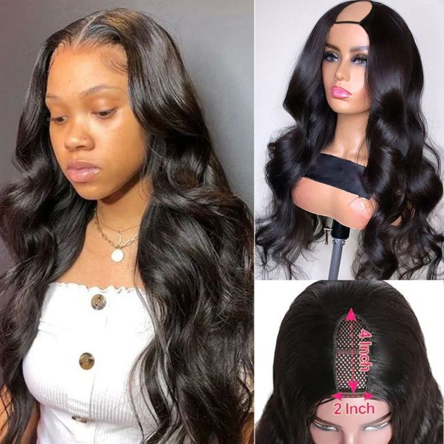 Laborhair Body Wave Human Hair U Part Wigs 150% Density Natural Color Wigs