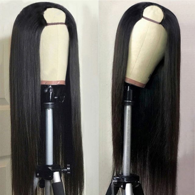 Laborhair Straight Human Hair U Part Wigs 150% Density Natural Color Wigs