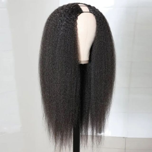 Laborhair Brazilian Kinky Straight Hair Wigs Human Hair Yaki U Part Wig 150% Density