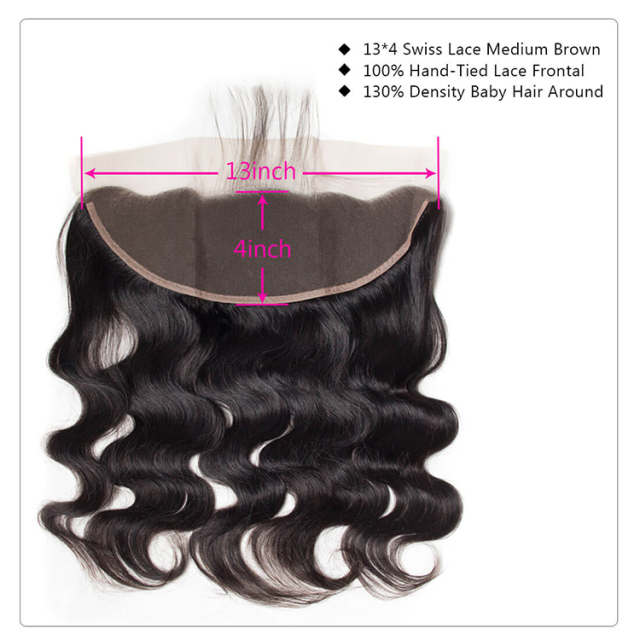Body Wave Human Hair 3 Bundle with Transparent Lace Frontal Closure for Full Head