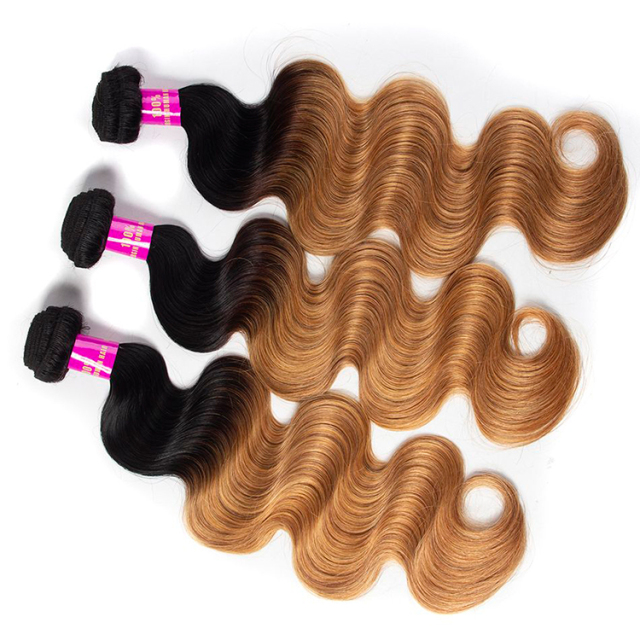 Ombre Color Hair 1B/27 Brazilian Body Wave 3/4 Bundles Best Hair
