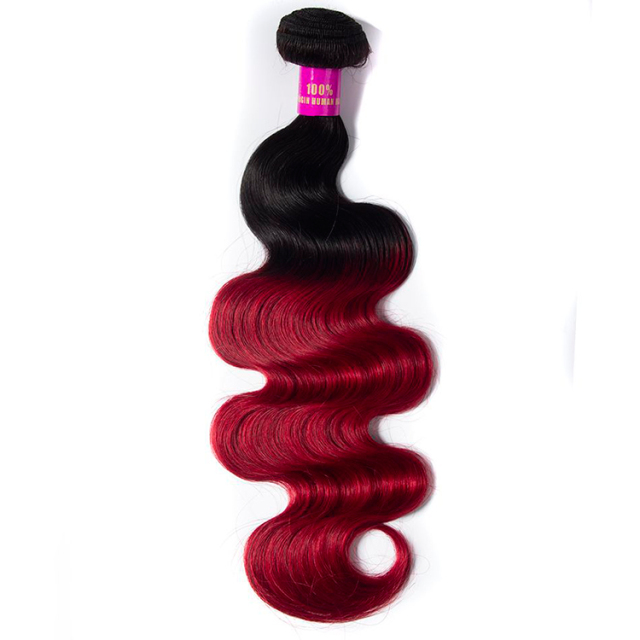 Ombre Hair Brazilian Body Wave Bundles 1B/Red Burgundy Color Hair