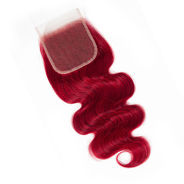 Red Human Hair Brazilian Body Wave 3 Bundles with Closure for Full Head Sale