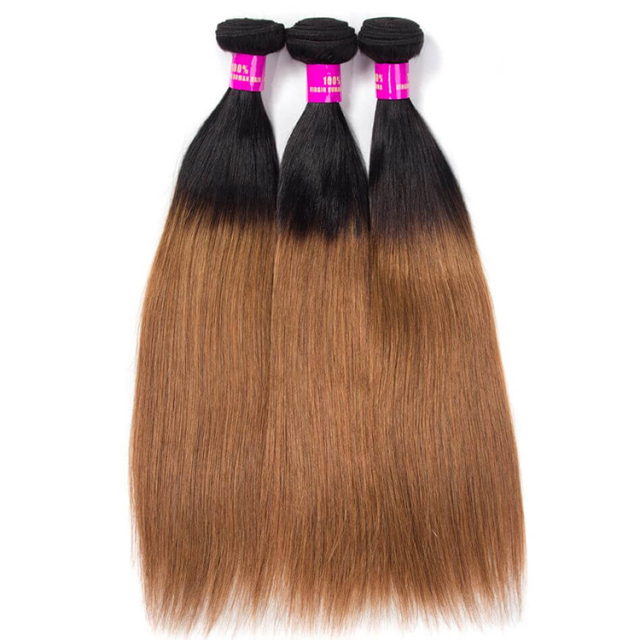 1B/30 Hair Color Brazilian Straight Human Hair Bundles Medium Auburn Brown Hair